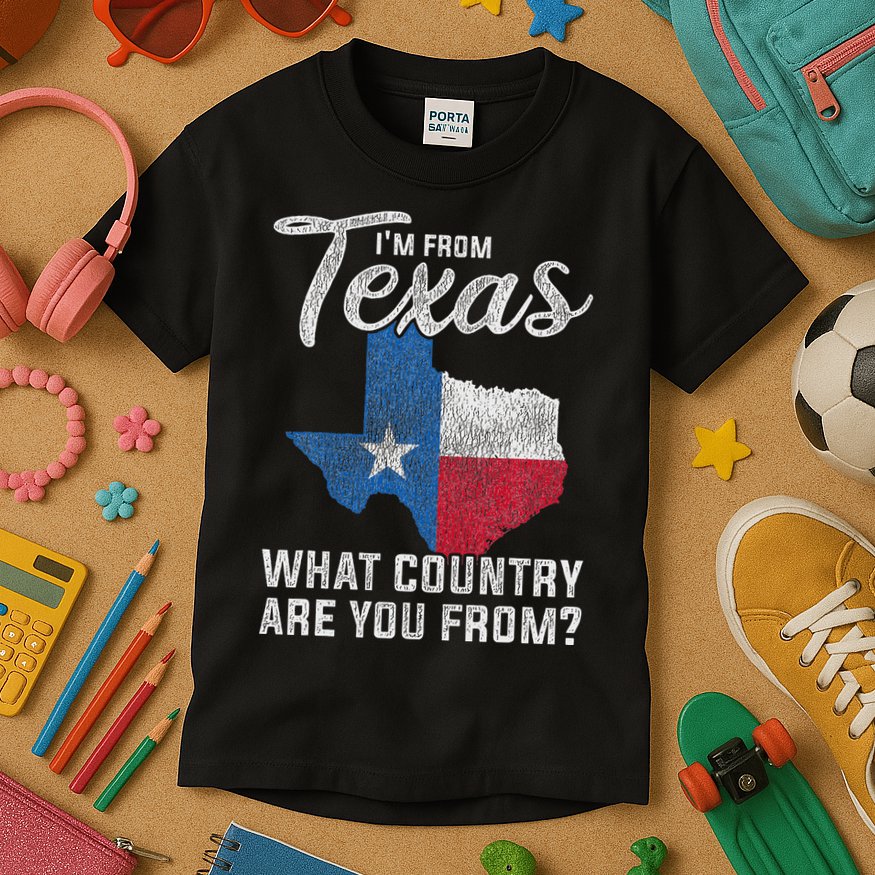 Im From Texas What Country Are You From Texas Kids T-Shirt