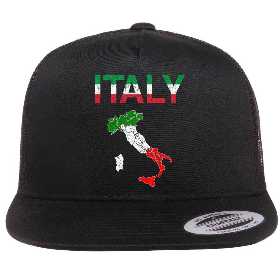 Italy Flag Vintage Italian Italia Flat Bill Trucker Hat