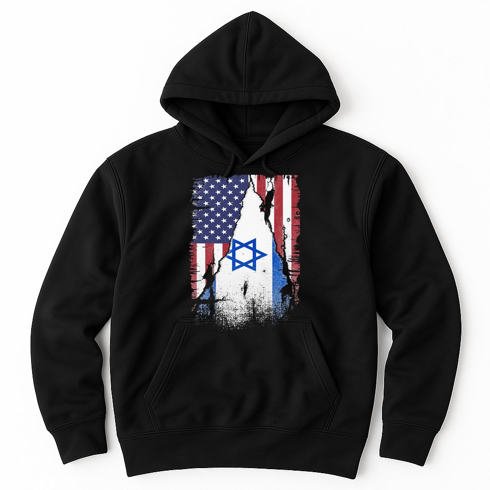 Israeli Flag Vintage Israel USA Flag Hoodie