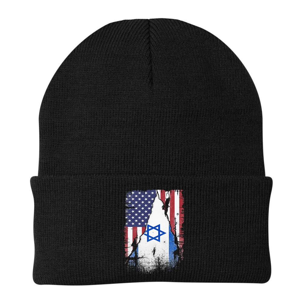 Israeli Flag Vintage Israel USA Flag Beanie