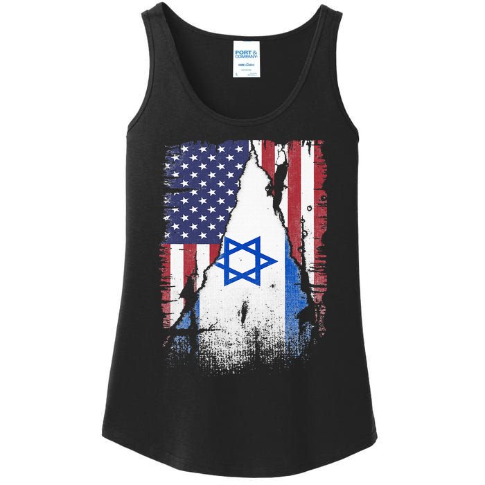 Israeli Flag Vintage Israel USA Flag Ladies Essential Tank