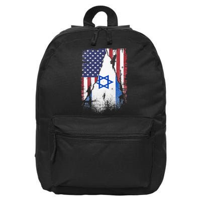 Israeli Flag Vintage Israel USA Flag 16 in Basic Backpack