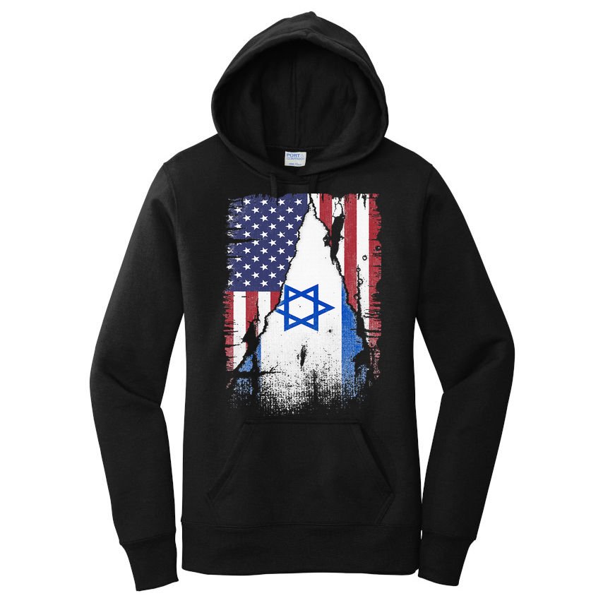 Israeli Flag Vintage Israel USA Flag Women's Pullover Hoodie