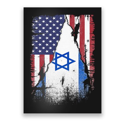 Israeli Flag Vintage Israel USA Flag Poster
