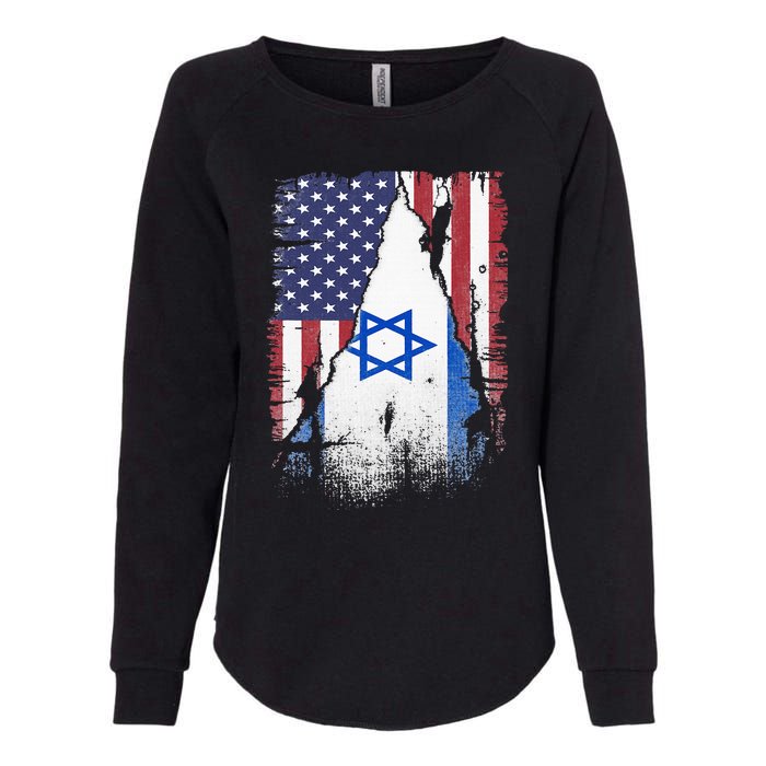 Israeli Flag Vintage Israel USA Flag Womens California Wash Sweatshirt