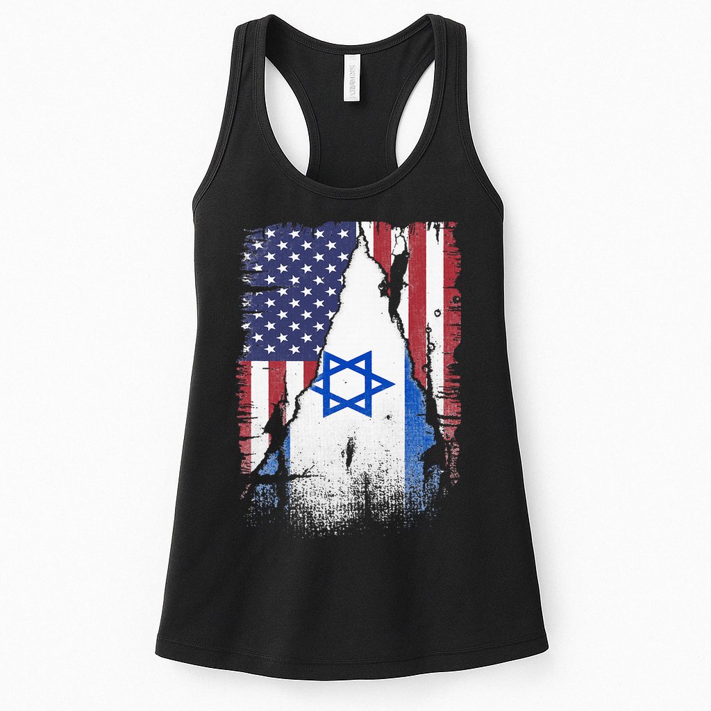 Israeli Flag Vintage Israel USA Flag Womens Tank Top