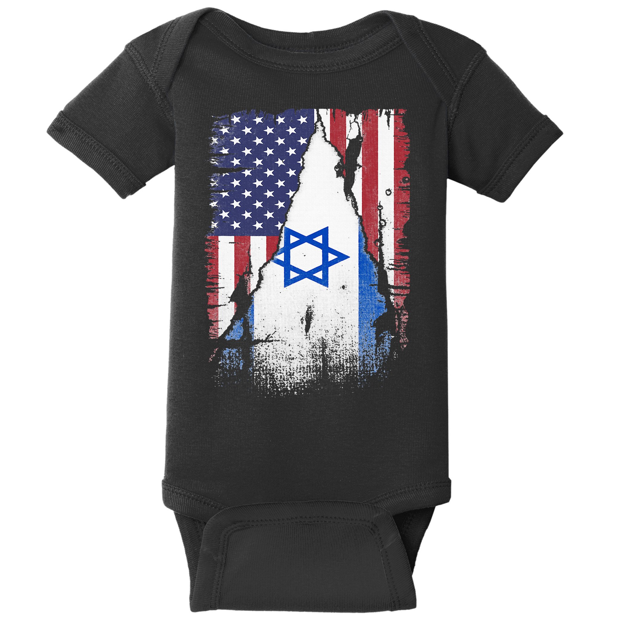 Israeli Flag Vintage Israel USA Flag Baby Bodysuit