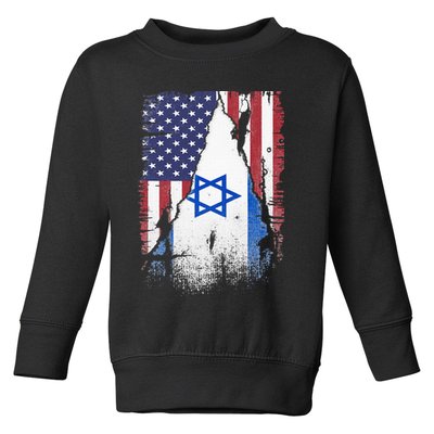 Israeli Flag Vintage Israel USA Flag Toddler Sweatshirt