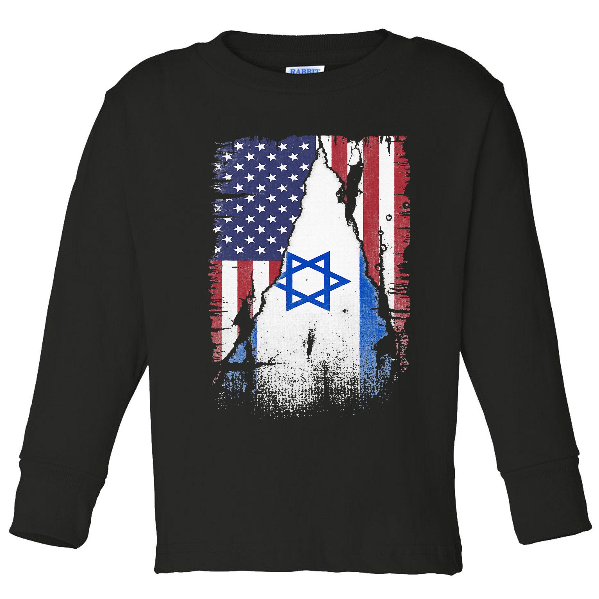 Israeli Flag Vintage Israel USA Flag Toddler Long Sleeve Shirt