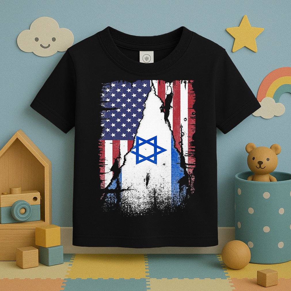 Israeli Flag Vintage Israel USA Flag Toddler T-Shirt