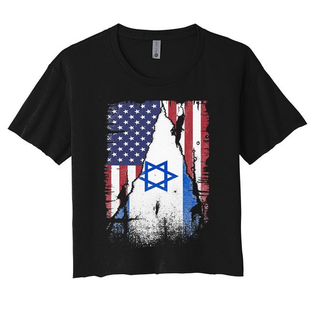 Israeli Flag Vintage Israel USA Flag Crop Top