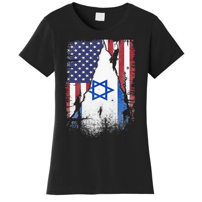 Israeli Flag Vintage Israel USA Flag Women's T-Shirt