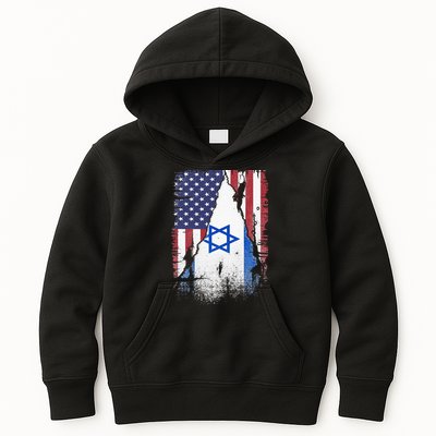 Israeli Flag Vintage Israel USA Flag Kids Hoodie