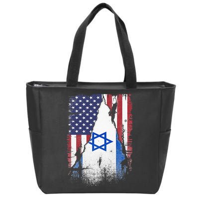Israeli Flag Vintage Israel USA Flag Zip Tote Bag