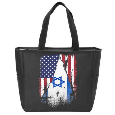 Israeli Flag Vintage Israel USA Flag Zip Tote Bag