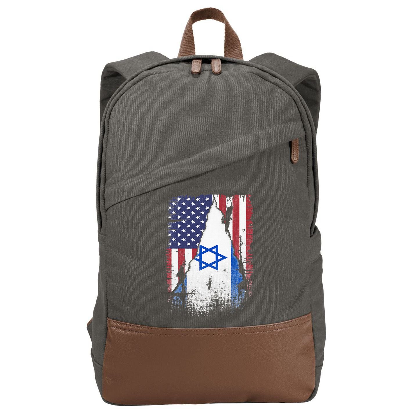 Israeli Flag Vintage Israel USA Flag Cotton Canvas Backpack