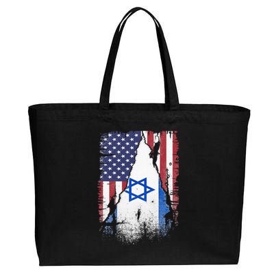 Israeli Flag Vintage Israel USA Flag Cotton Canvas Jumbo Tote