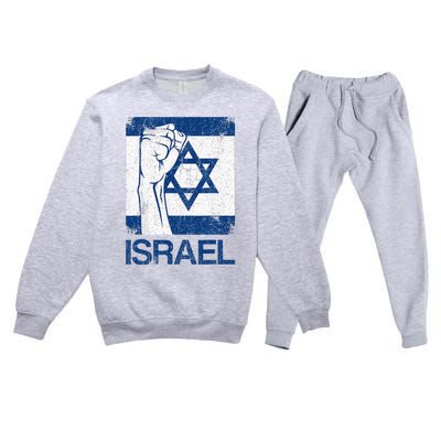 Israeli Flag Vintage Israel Premium Crewneck Sweatsuit Set