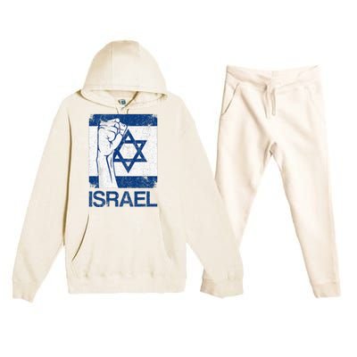 Israeli Flag Vintage Israel Premium Hooded Sweatsuit Set