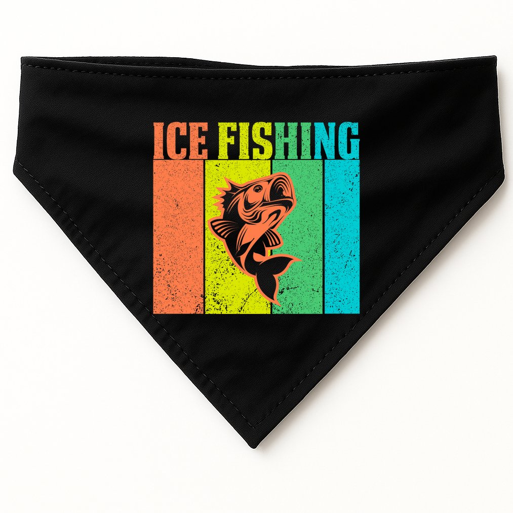 Ice Fishing Vintage Retro USA-Made Doggie Bandana