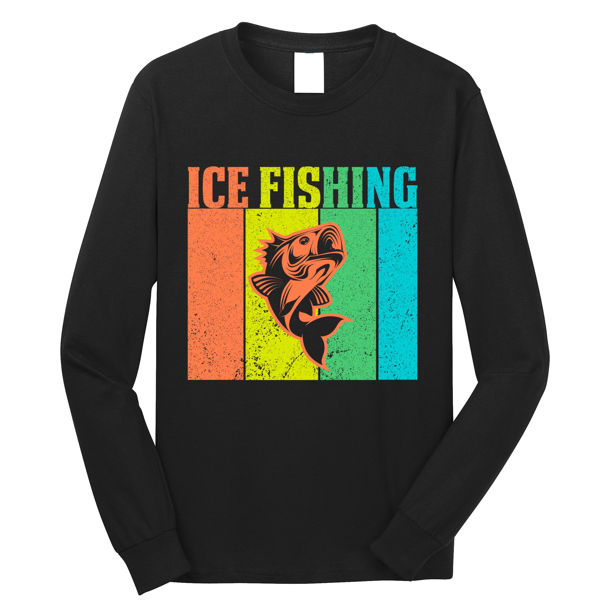 Ice Fishing Vintage Retro Long Sleeve Shirt