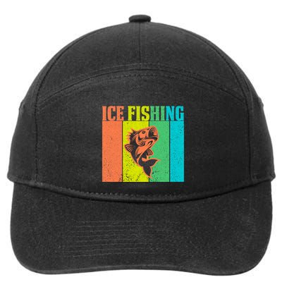 Ice Fishing Vintage Retro 7-Panel Snapback Hat