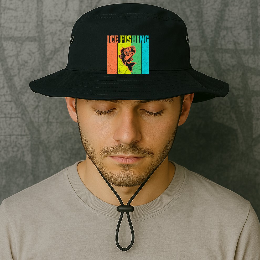 Ice Fishing Vintage Retro Bucket Hat