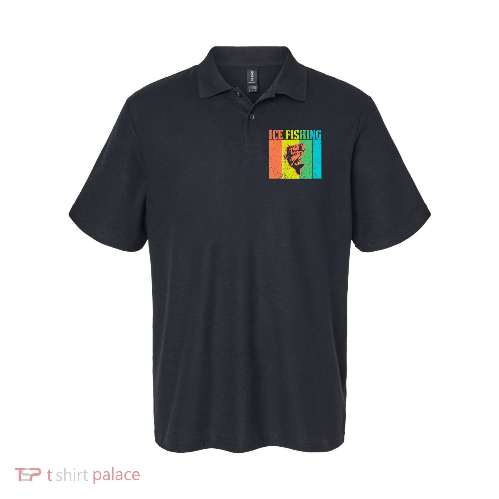 Ice Fishing Vintage Retro Polo