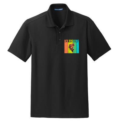 Ice Fishing Vintage Retro Dry Zone Grid Polo