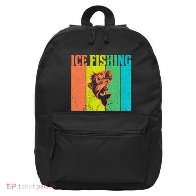 Ice Fishing Vintage Retro 16 in Basic Backpack