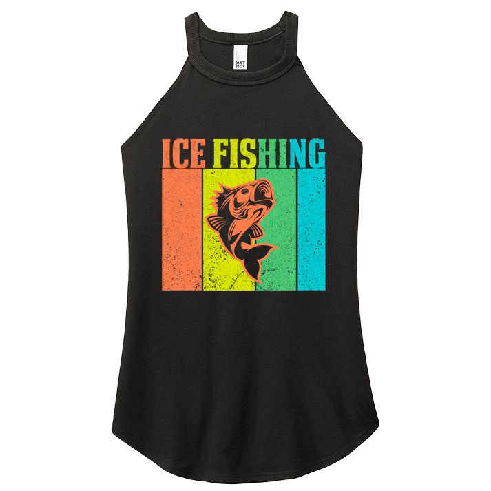 Ice Fishing Vintage Retro Women's Perfect Tri Rocker Tank