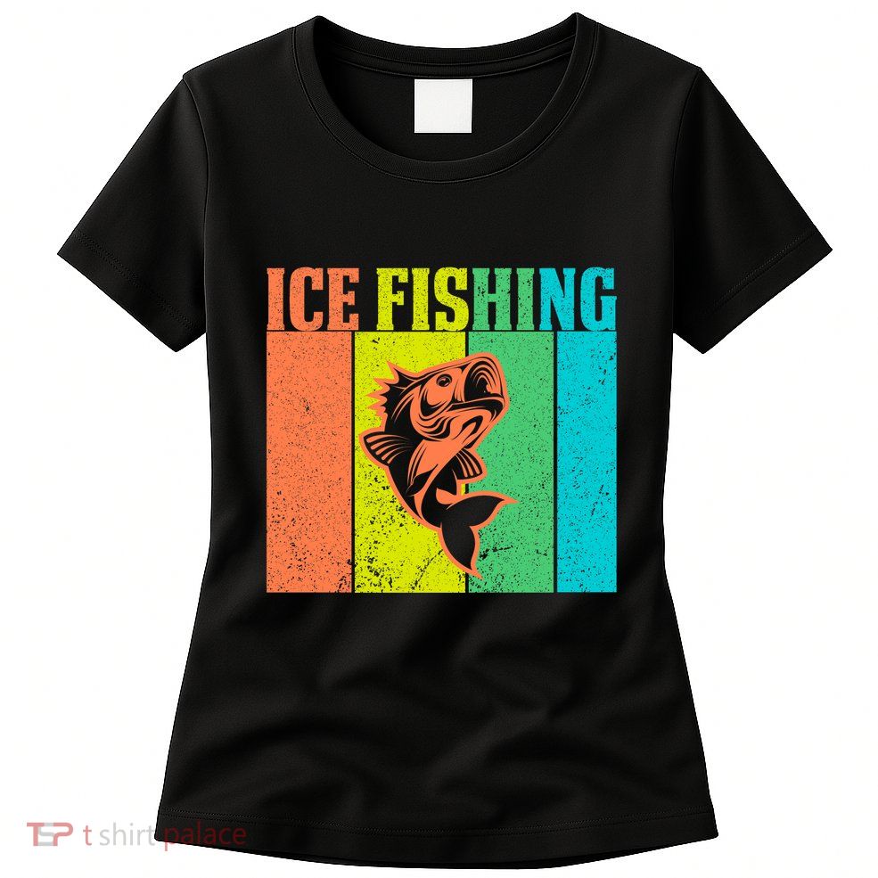 Ice Fishing Vintage Retro Womens T-Shirt