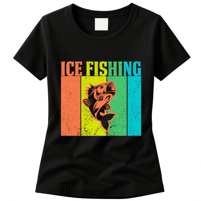 Ice Fishing Vintage Retro Womens T-Shirt