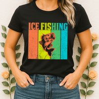 Ice Fishing Vintage Retro Womens T-Shirt