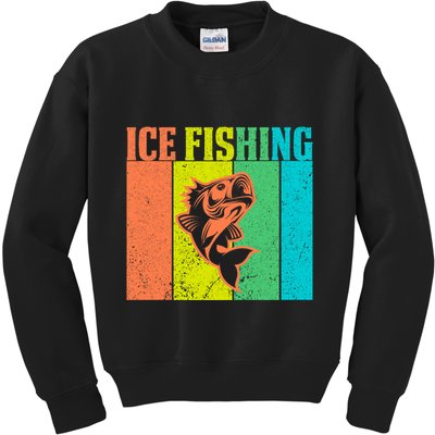 Ice Fishing Vintage Retro Kids Sweatshirt