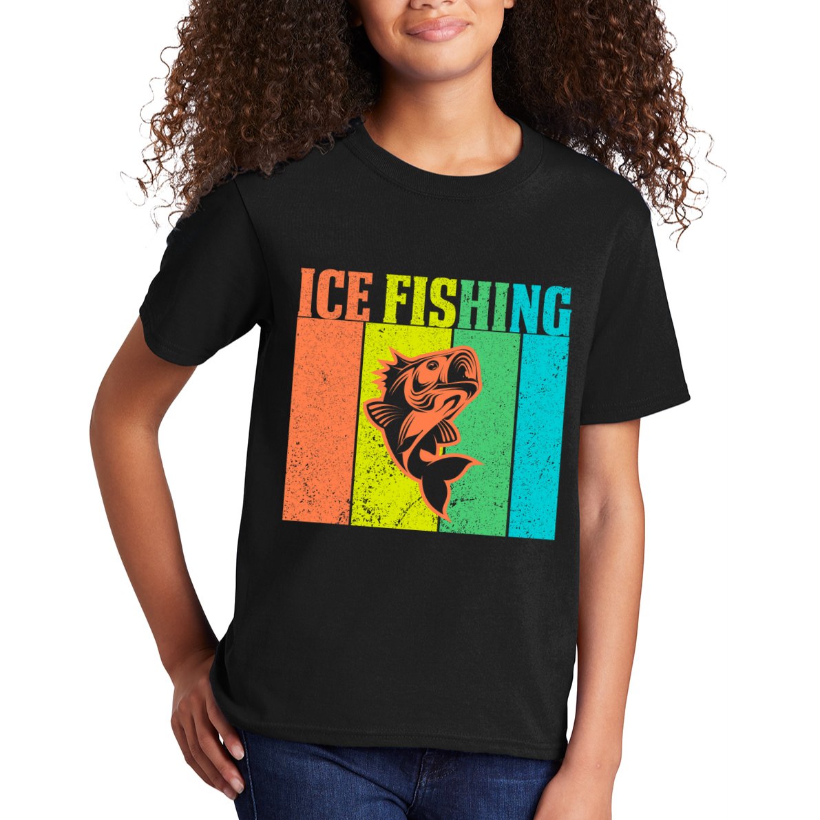 Ice Fishing Vintage Retro Kids T-Shirt
