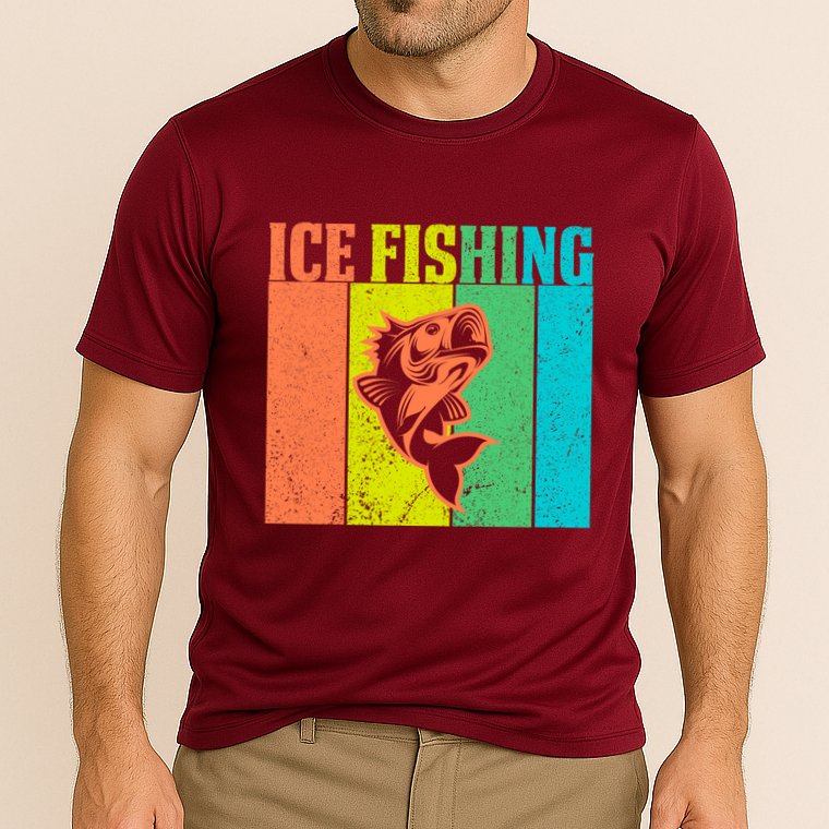 Ice Fishing Vintage Retro Cooling Performance Crew T-Shirt
