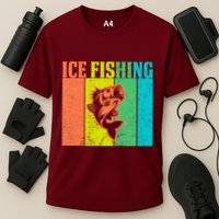 Ice Fishing Vintage Retro Cooling Performance Crew T-Shirt