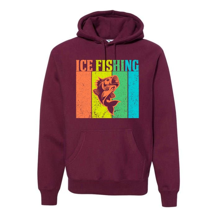 Ice Fishing Vintage Retro Premium Hoodie