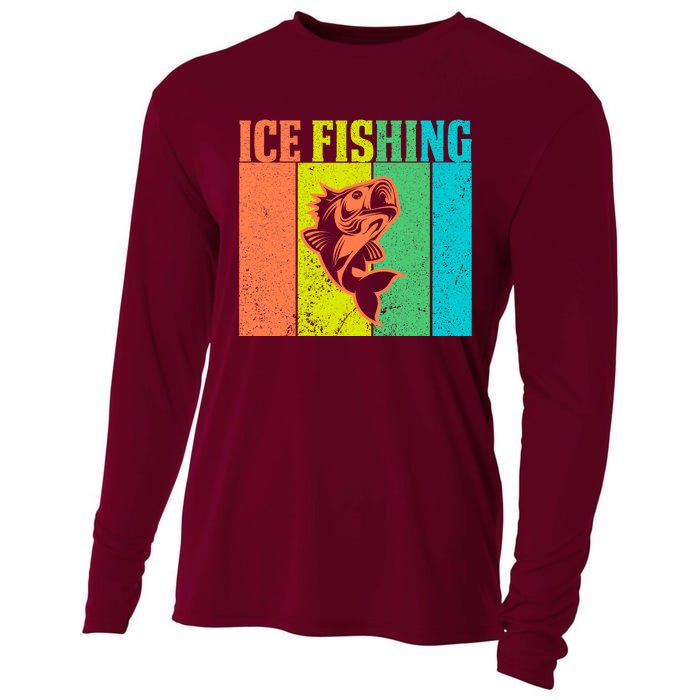 Ice Fishing Vintage Retro Cooling Performance Long Sleeve Crew