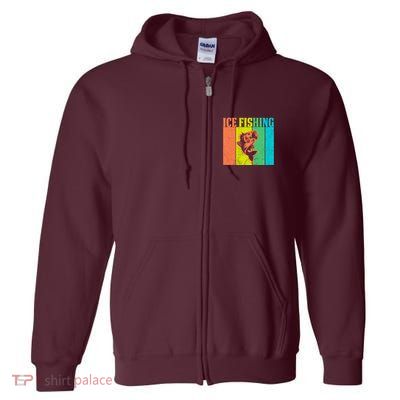 Ice Fishing Vintage Retro Full Zip Hoodie