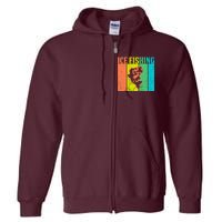 Ice Fishing Vintage Retro Full Zip Hoodie