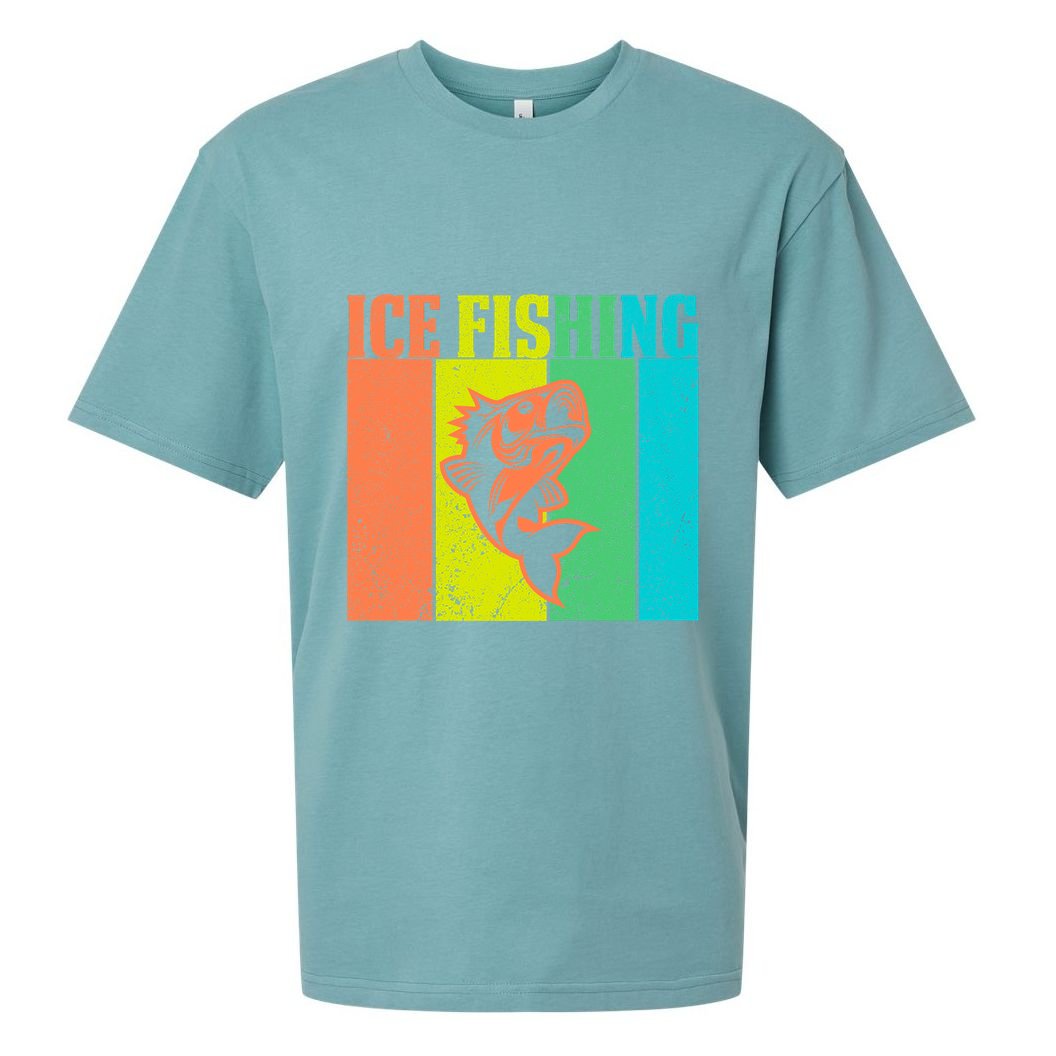 Ice Fishing Vintage Retro Sueded Cloud Jersey T-Shirt