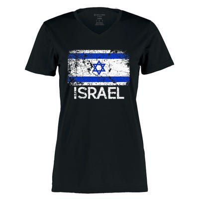 Israeli Flag Vintage Made In Israel Gift Women's Momentum V-Neck T-Shirt