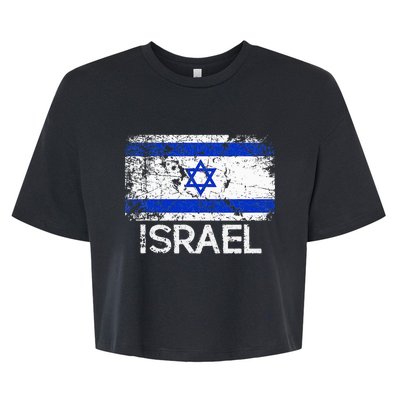 Israeli Flag Vintage Made In Israel Gift Bella+Canvas Jersey Crop Tee