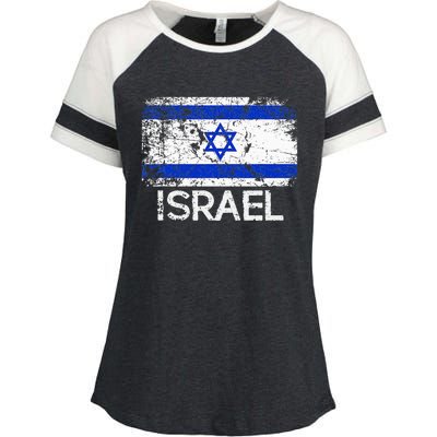 Israeli Flag Vintage Made In Israel Gift Enza Ladies Jersey Colorblock Tee