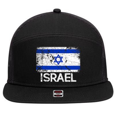 Israeli Flag Vintage I Stand With Israel 7 Panel Mesh Trucker Snapback Hat