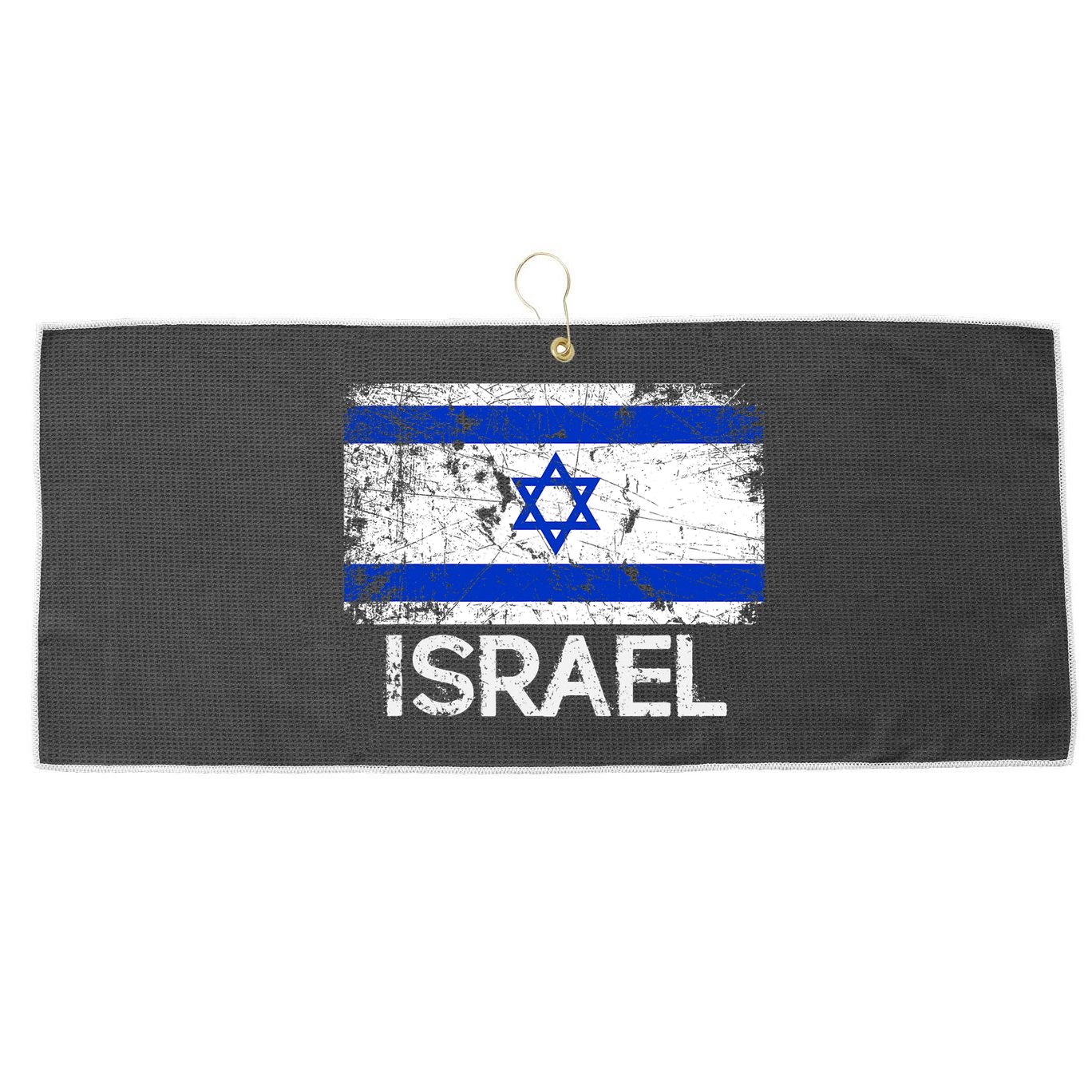 Israeli Flag Vintage I Stand With Israel Large Microfiber Waffle Golf Towel