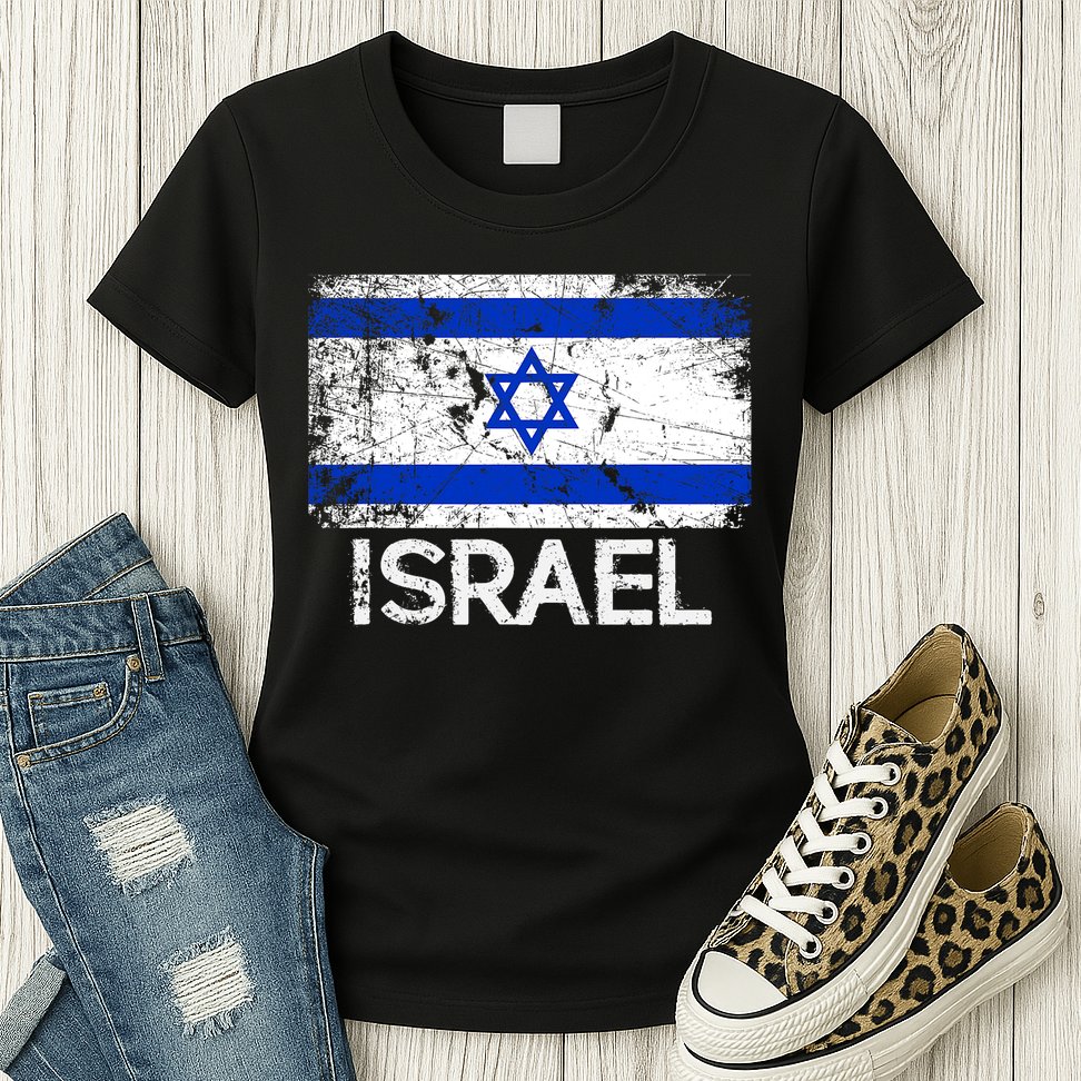 Israeli Flag Vintage I Stand With Israel Womens T-Shirt