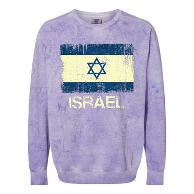 Israeli Flag  Vintage Israel Colorblast Crewneck Sweatshirt